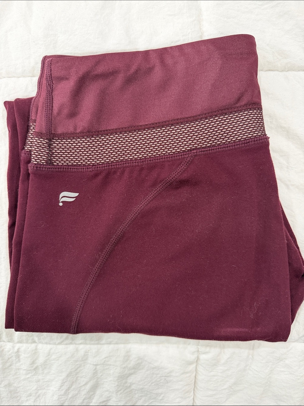 Fabletics Burgundy Mesh-Accent Leggings
